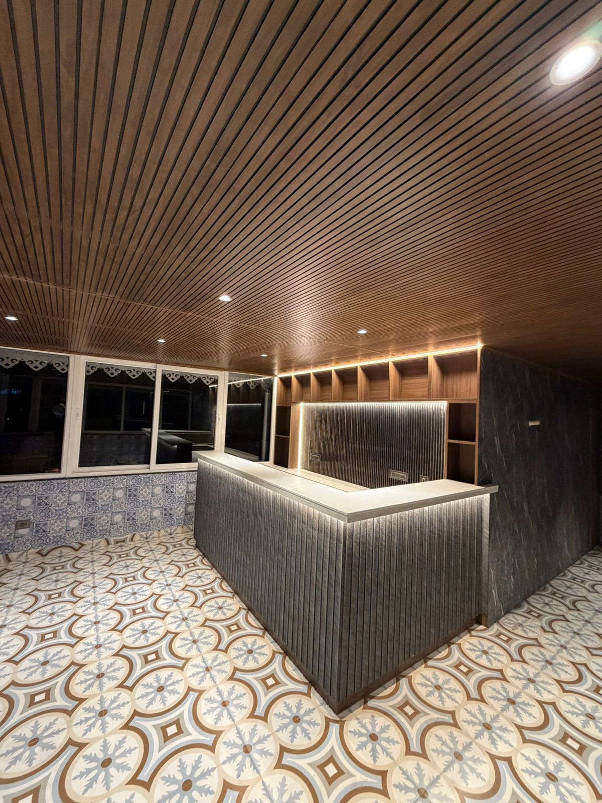 Rooftop bar with mountain view